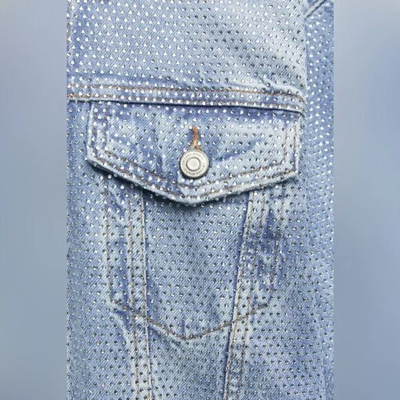 ZARA ZW RHINESTONE DENIM JACKET - Picture 10 of 11